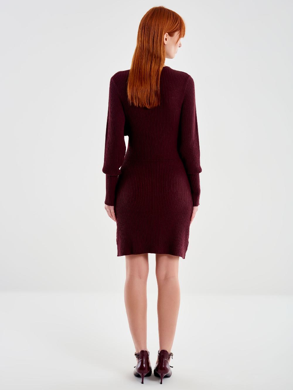 Vicolo Abito in Maglia Corto con Polsini Bordeaux Latest fashion