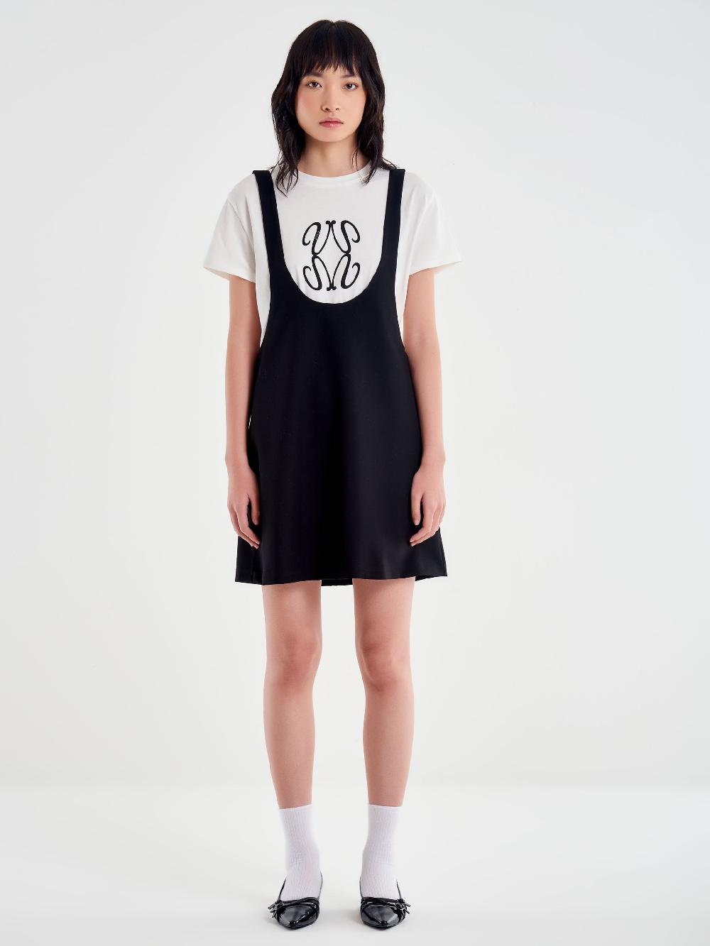Vicolo Abito a Trapezio con T-Shirt Nero Nuovi prodotti