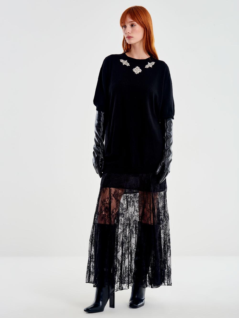 Vicolo Maxi Maglia con Cabochon Nero Prezzo basso