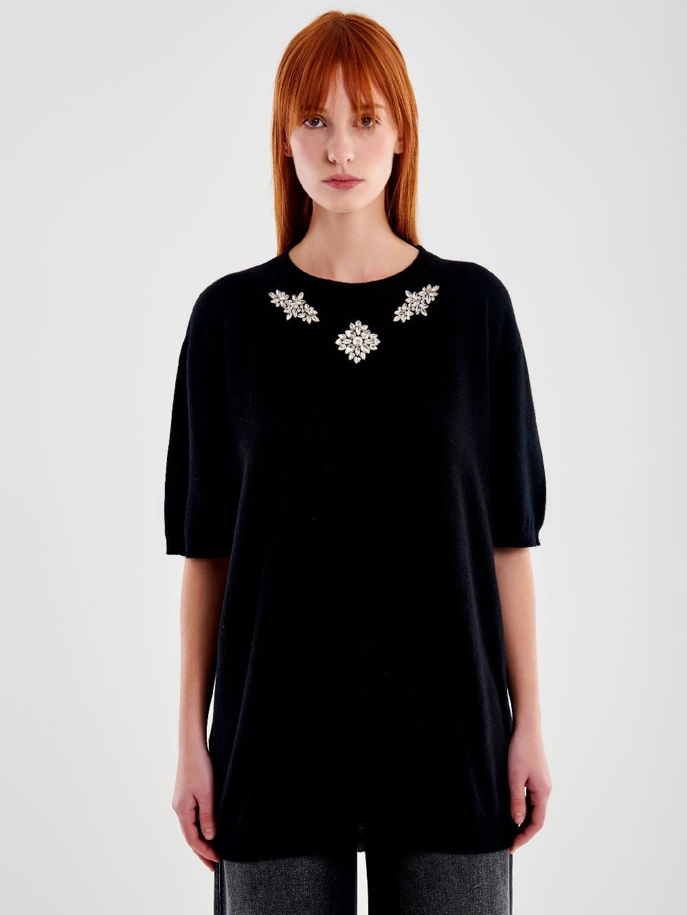 Vicolo Maxi Maglia con Cabochon Nero Prezzo basso