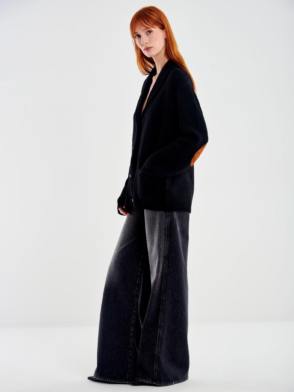 Vicolo Cardigan con Toppe Nero Offerta settimanale