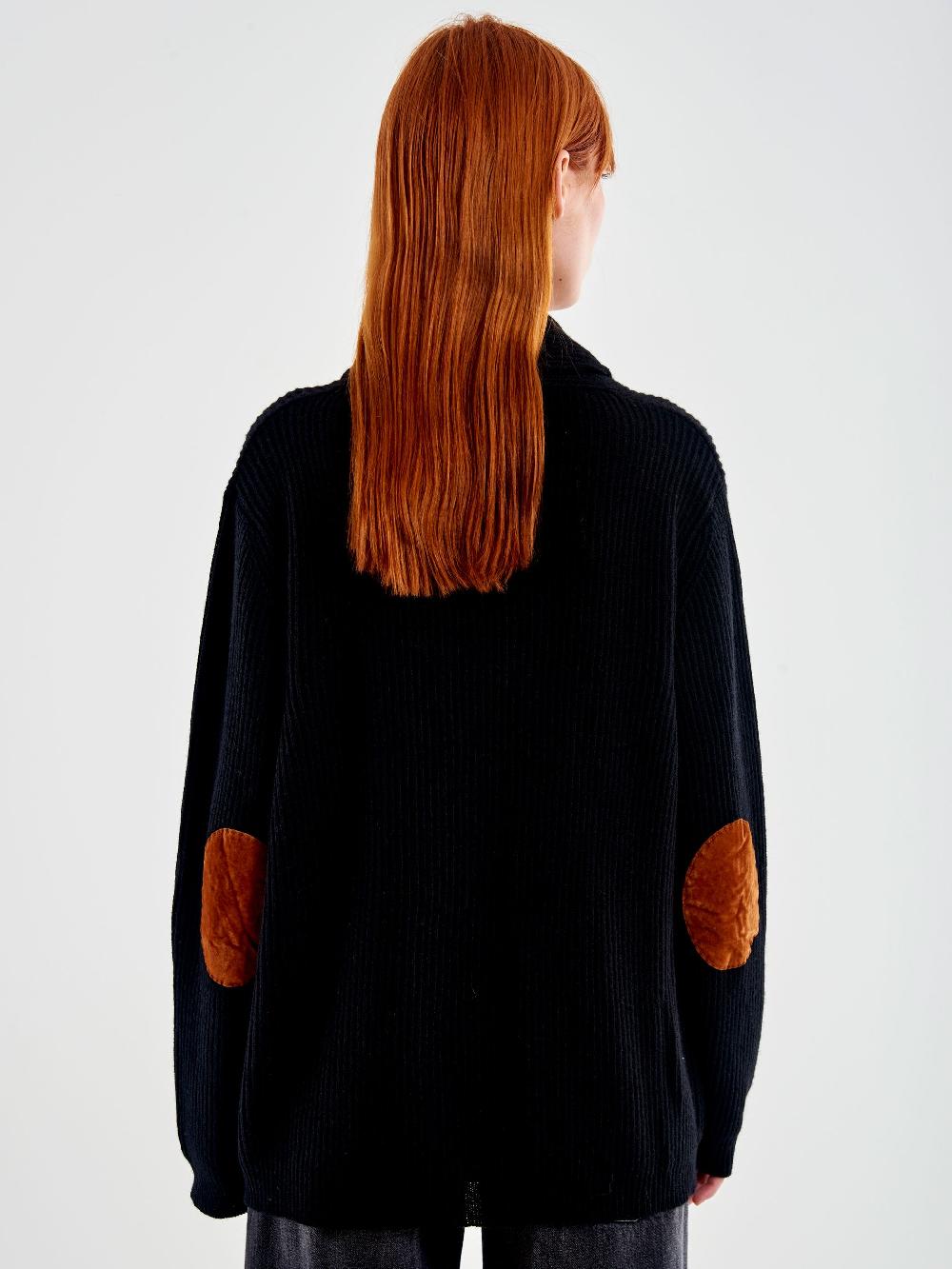 Vicolo Cardigan con Toppe Nero Offerta settimanale