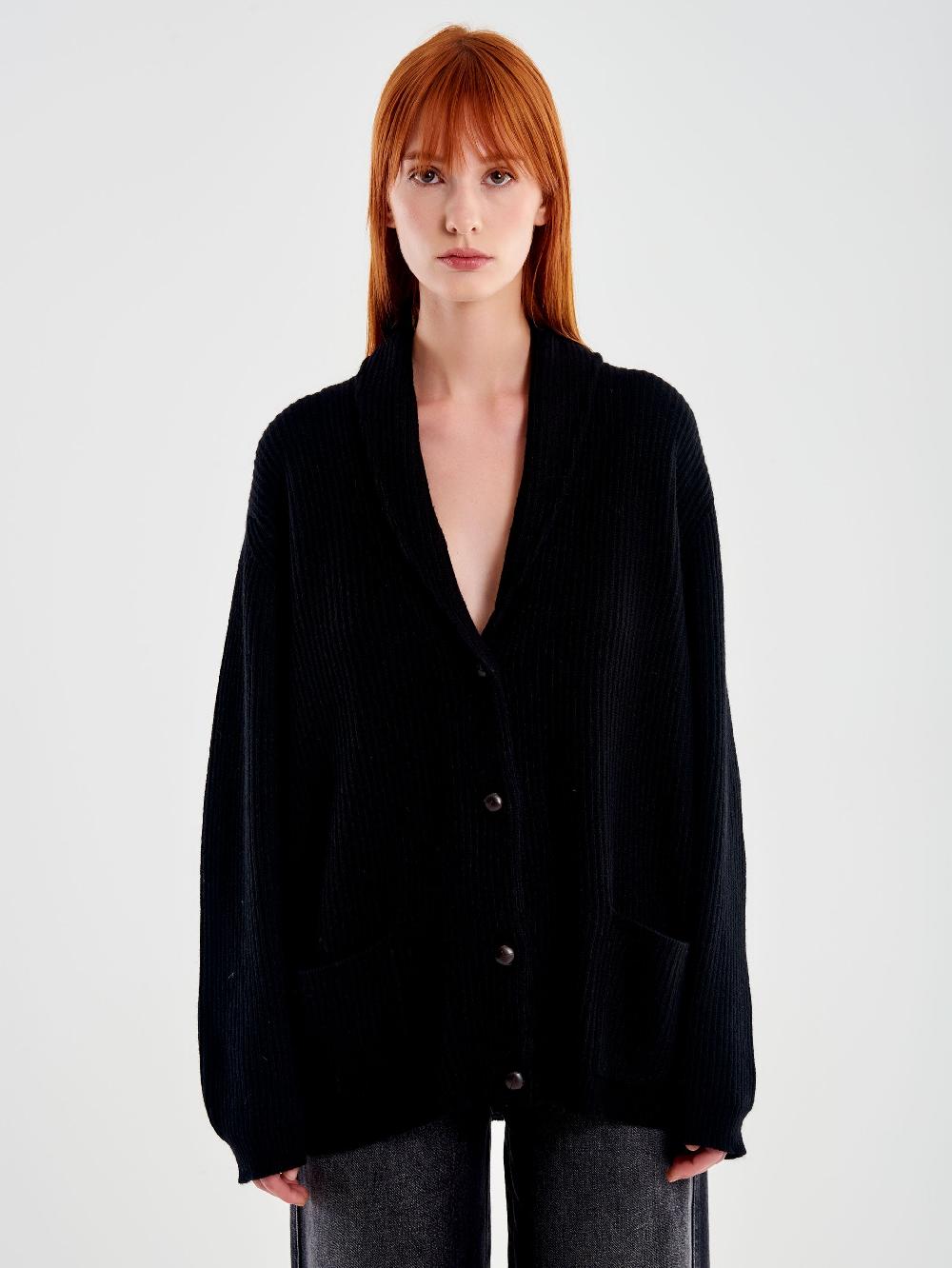 Vicolo Cardigan con Toppe Nero Offerta settimanale