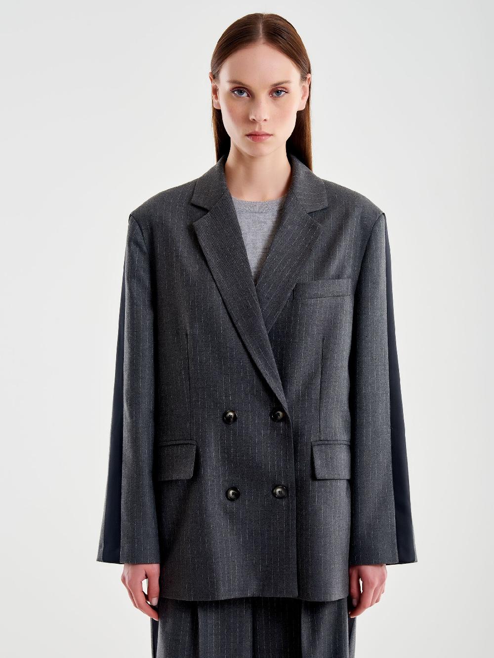 Vicolo Blazer Gessato con Banda Laterale Grigio ACQUISTA ORA