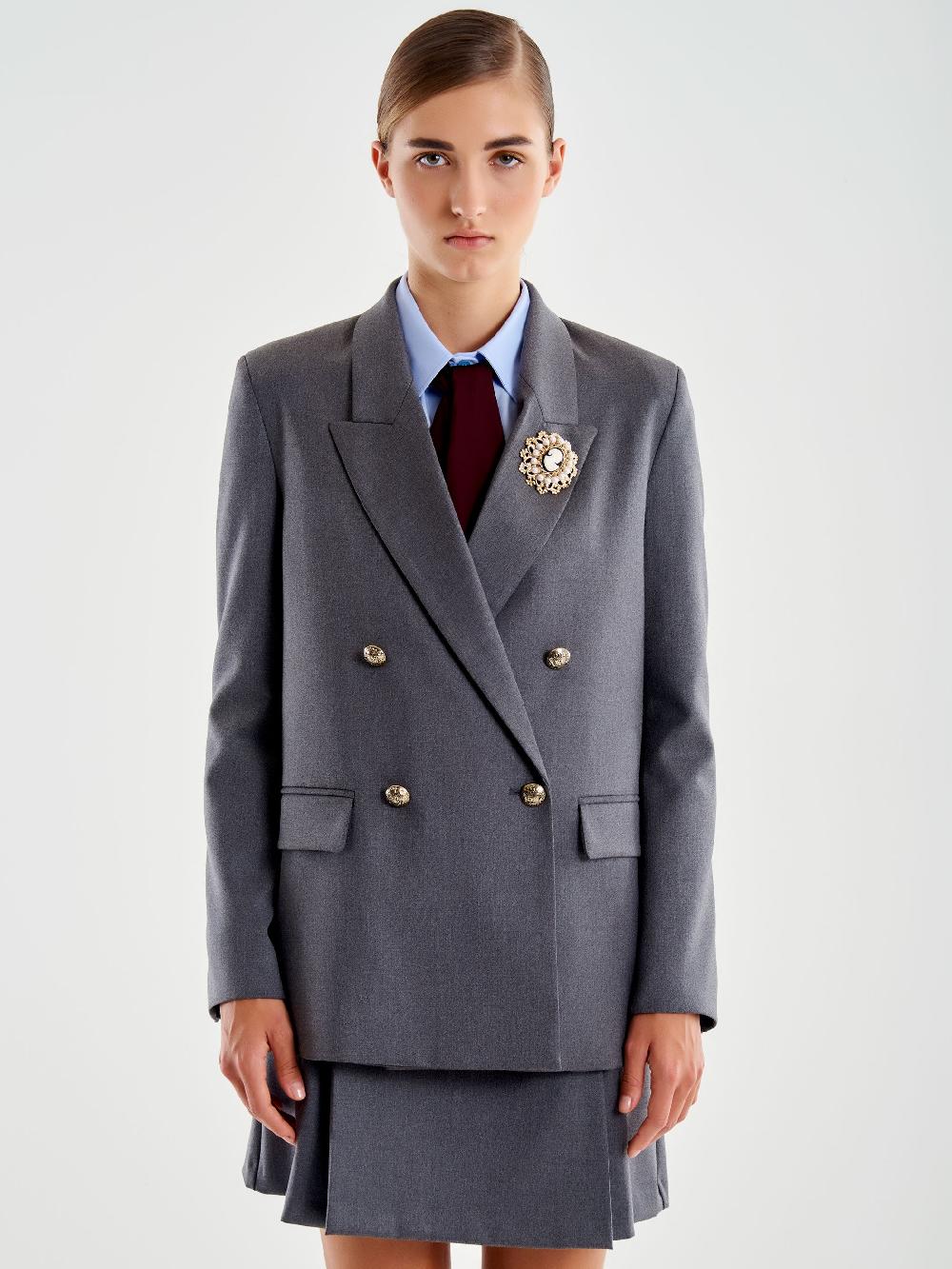 Vicolo Blazer Con Spilla Grigio Ultimi due giorni