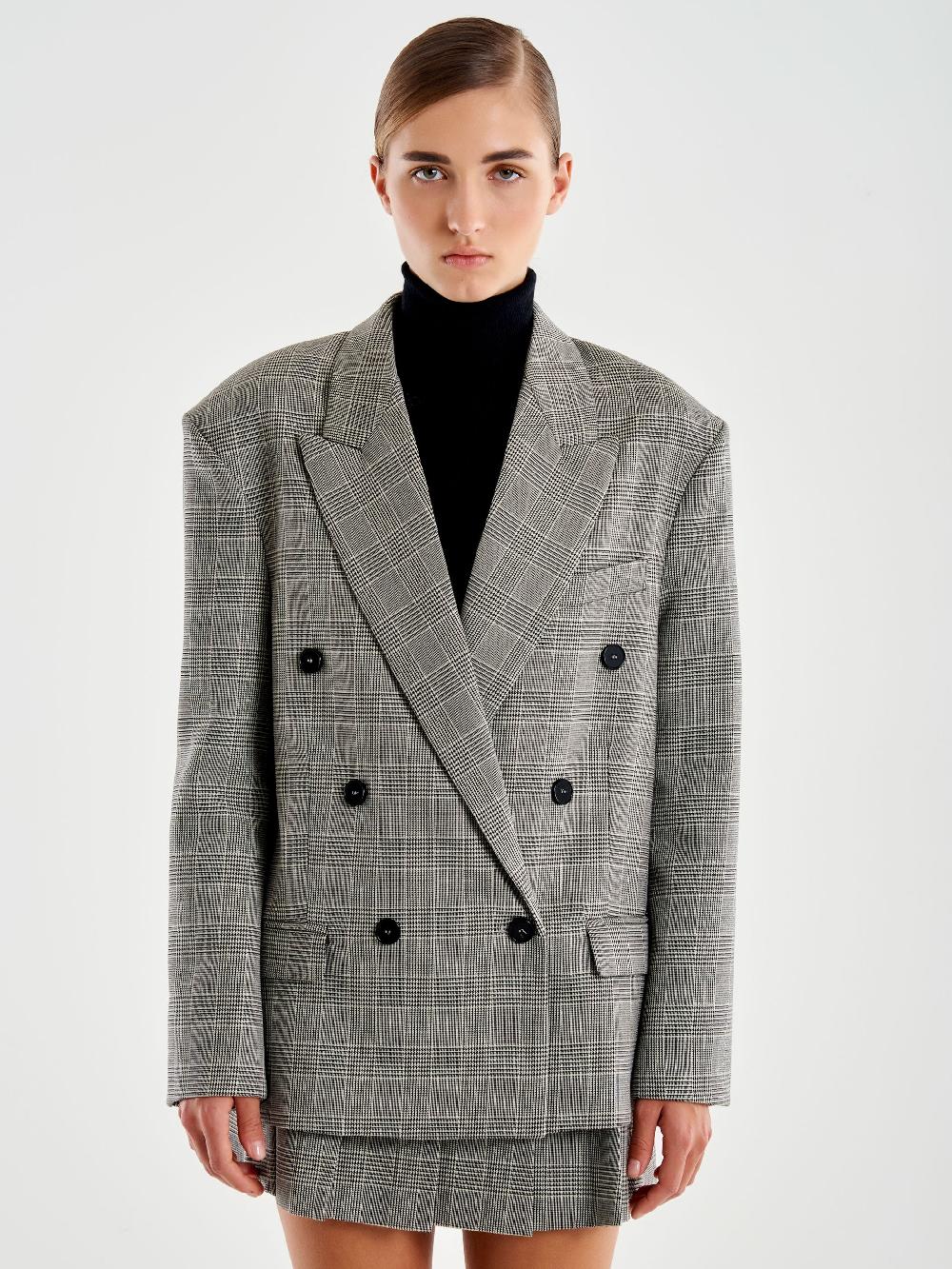 Vicolo Blazer Over Doppiopetto Principe di Galles Grigio Ultimo giorno