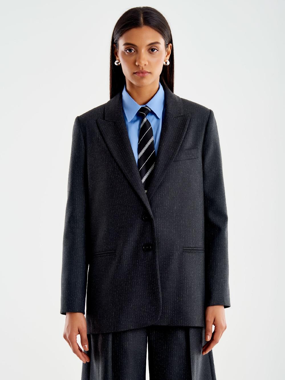 Vicolo Blazer Gessato Lurex Grigio Promozione temporanea