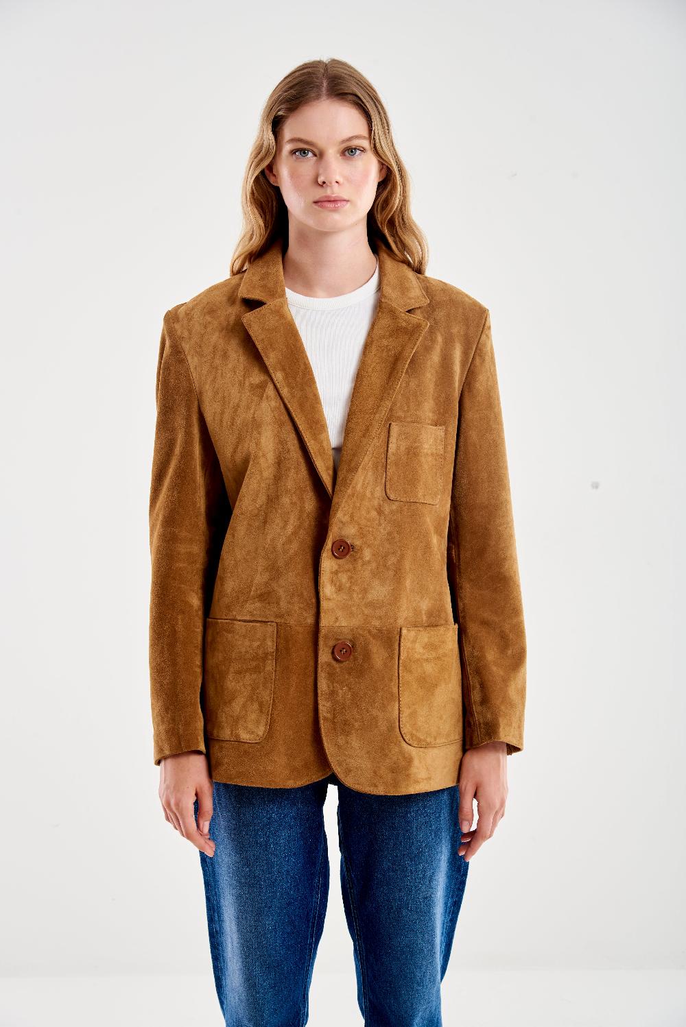 Vicolo Giacca Over in Pelle Cammello Fino al 60% di sconto