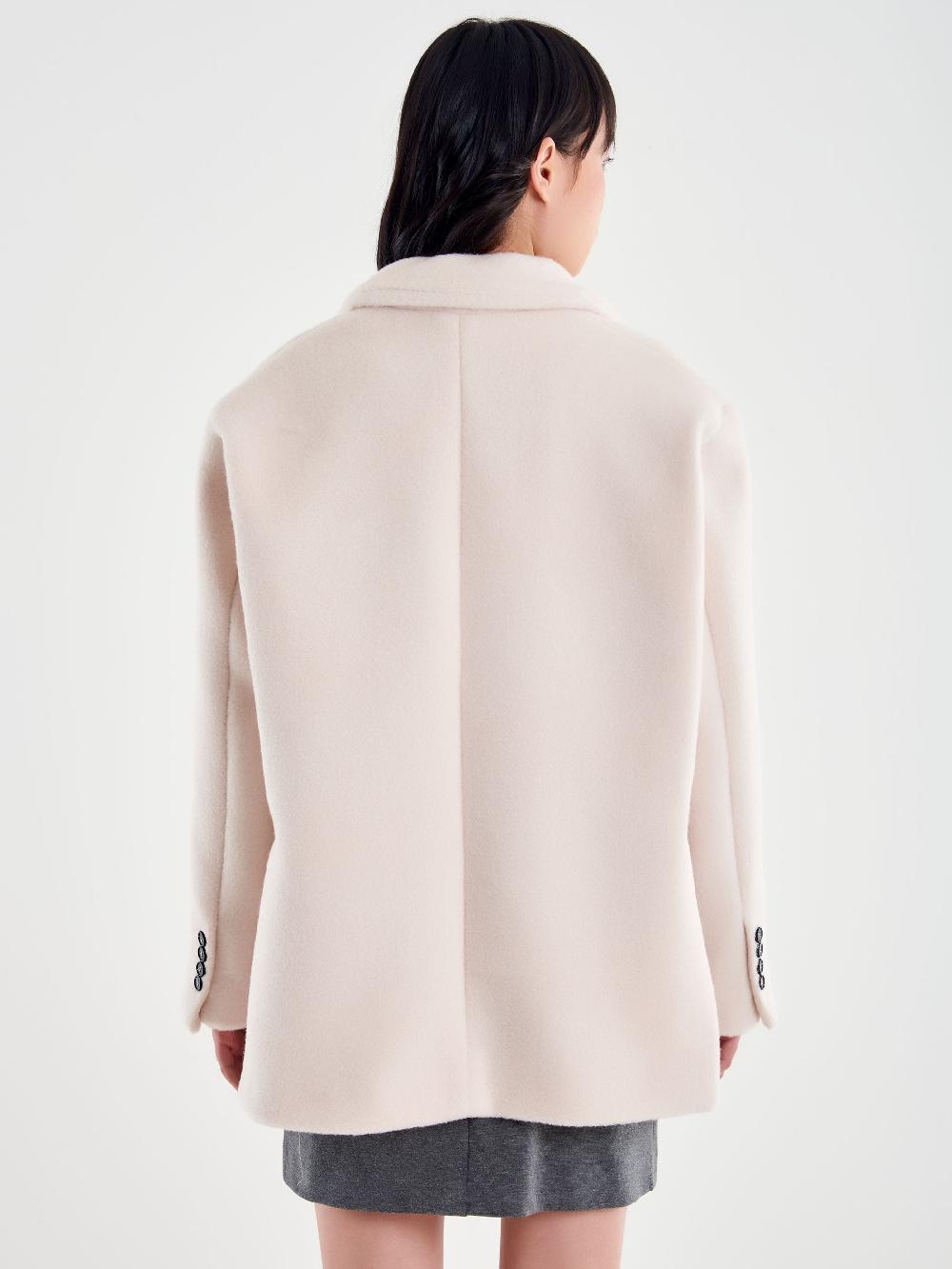 Vicolo Blazer Bouclé Oversized Bianco Super sconto