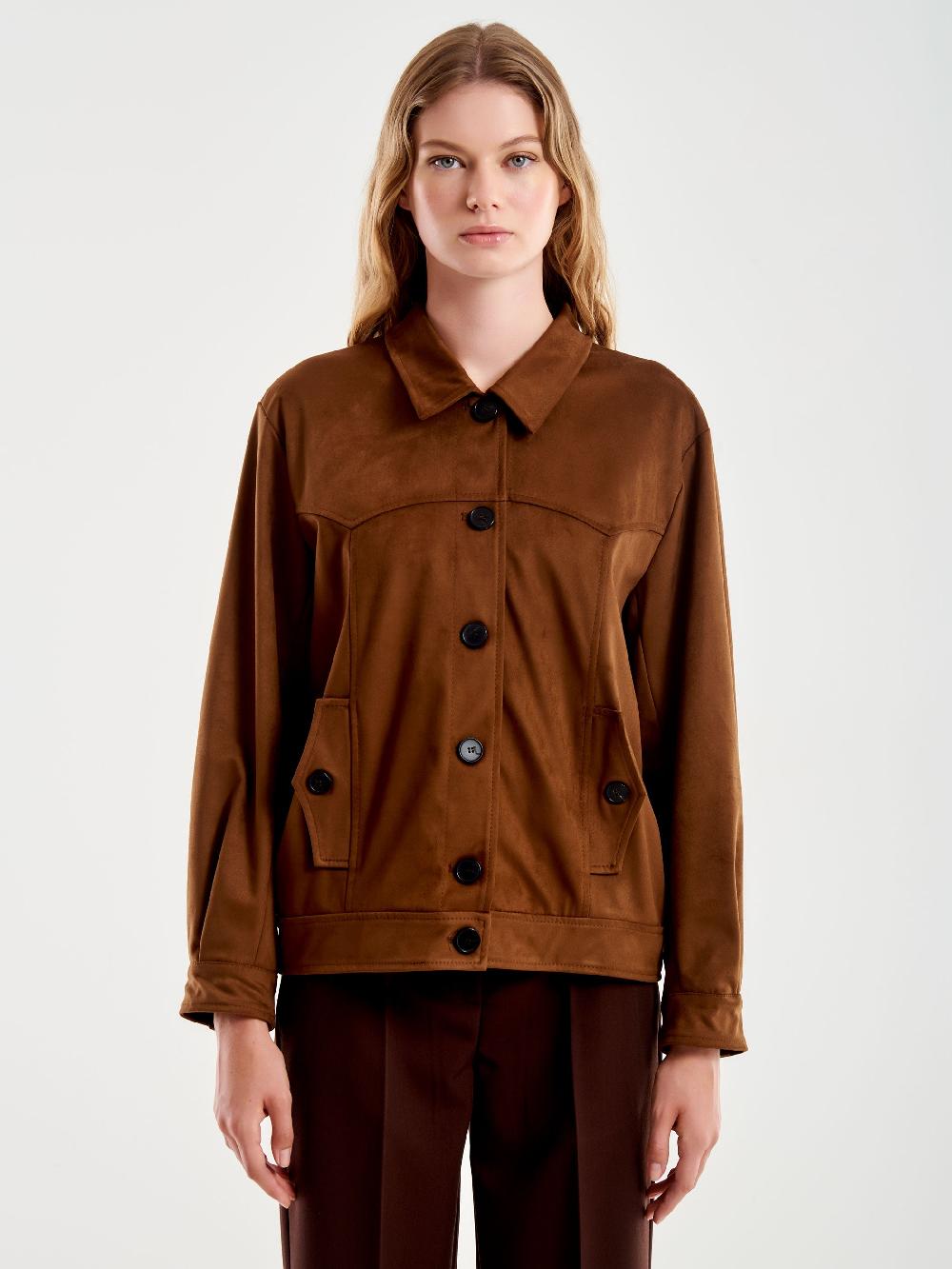 Vicolo Giacca in Alcantara Beige Trasporto libero internazionale