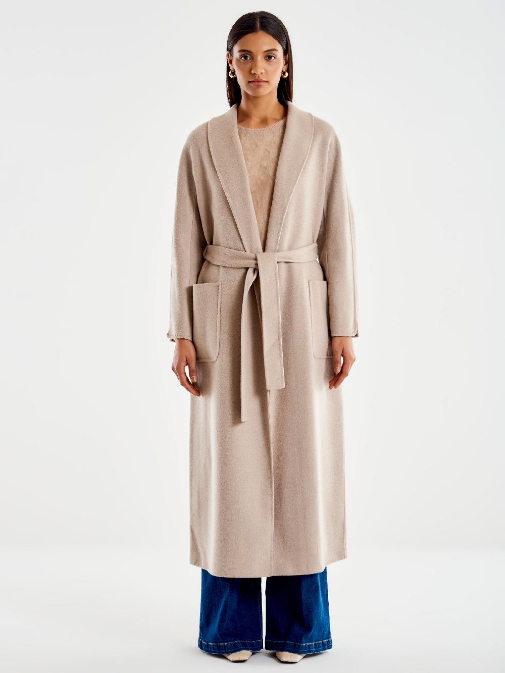 Vicolo Cappotto con Cintura Lungo Beige Officina