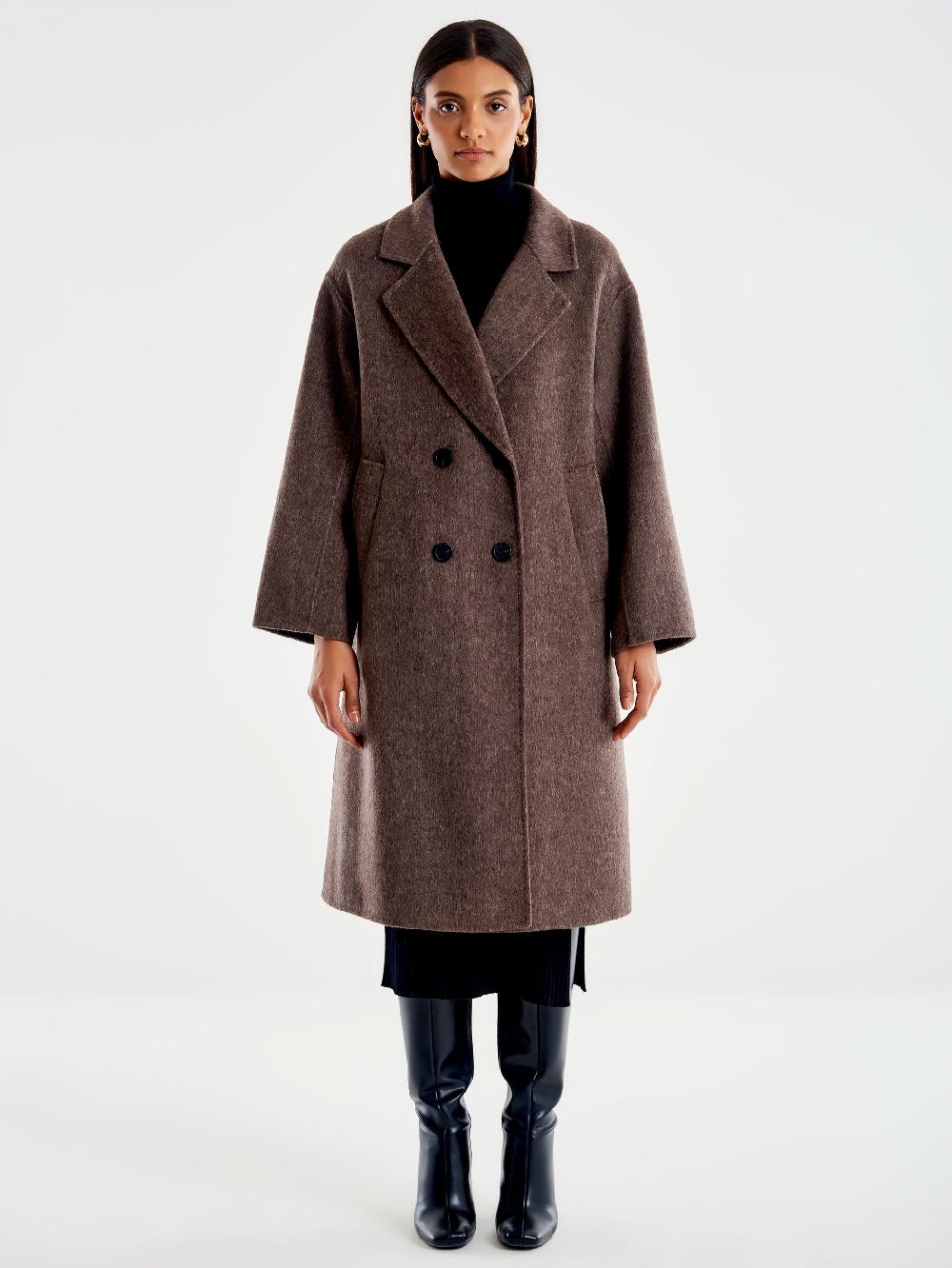 Vicolo Cappotto Doppiopetto Oversized Moro Limitato a 3 giorni
