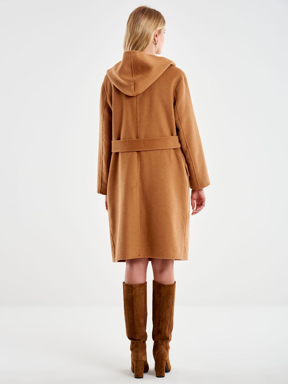 Vicolo Cappotto con Cappuccio Cammello Esporta salva