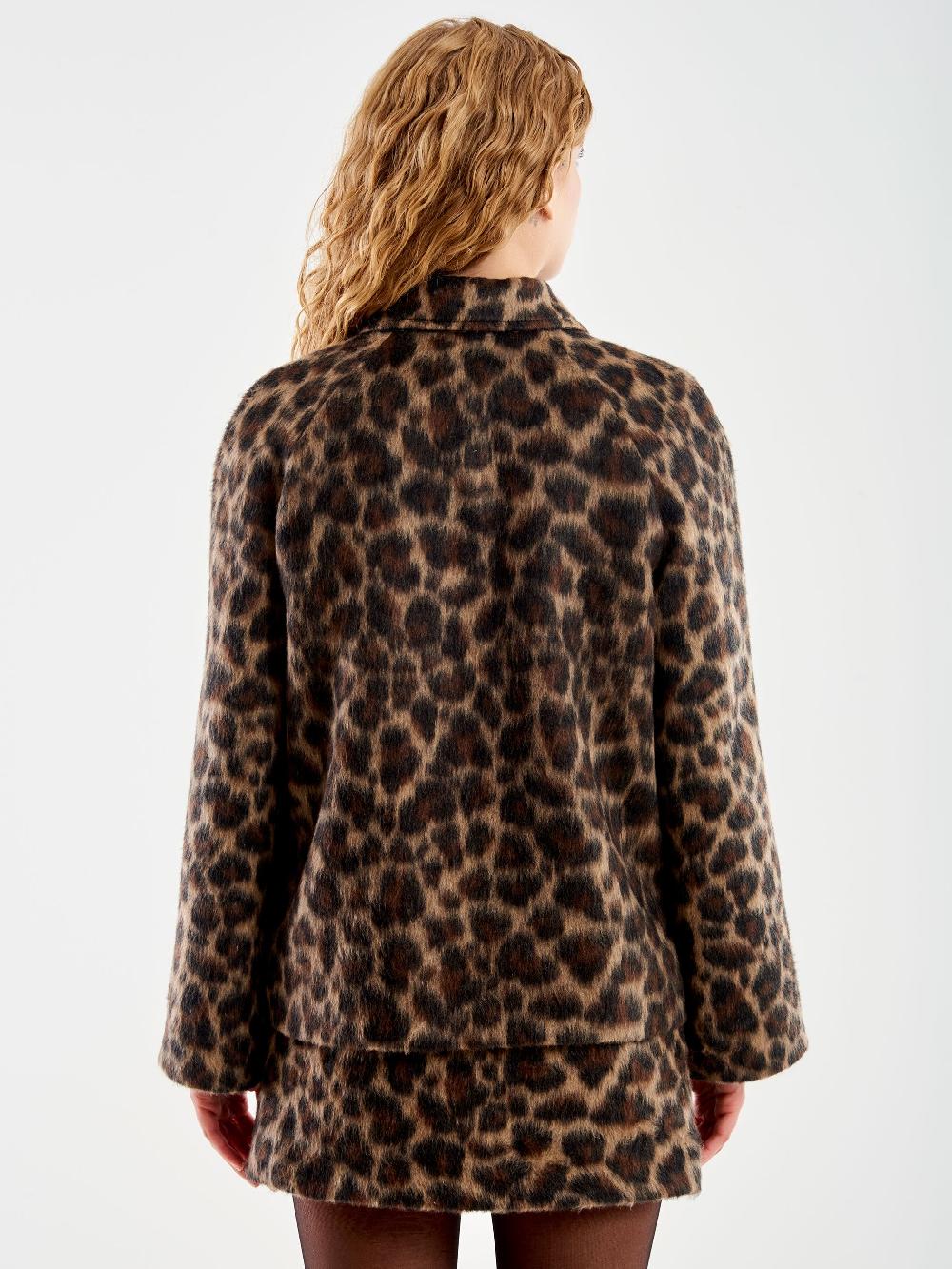 Vicolo Giacca Corta con Bottoni Animalier Nero 50% di sconto per tempo limitato
