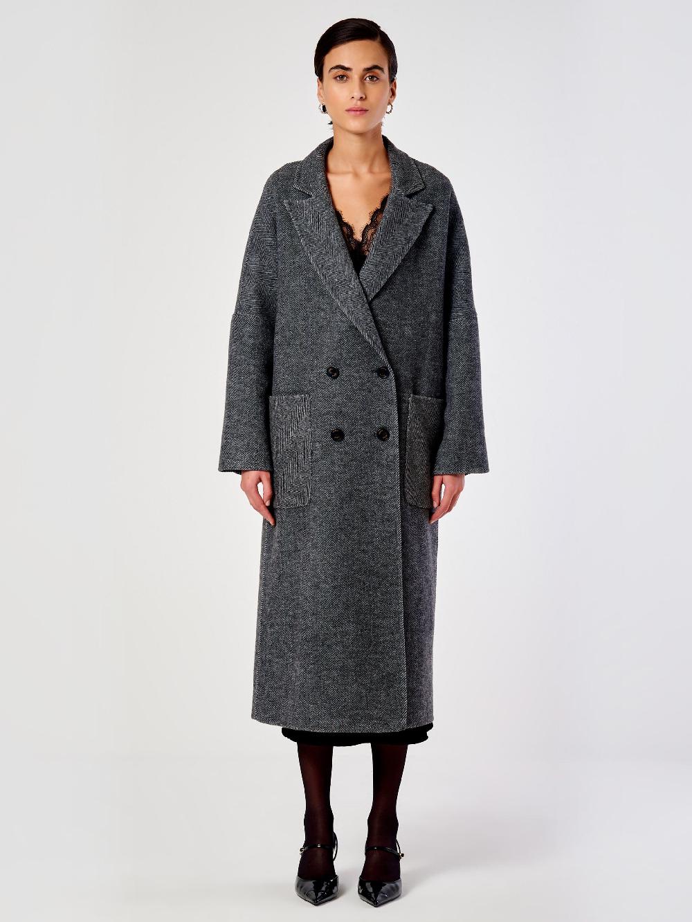 Vicolo Cappotto Doppiopetto Spinato Grigio Italia