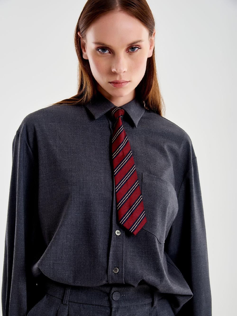 Vicolo Camicia con Cravatta a Righe Grigio Pezzi Unici