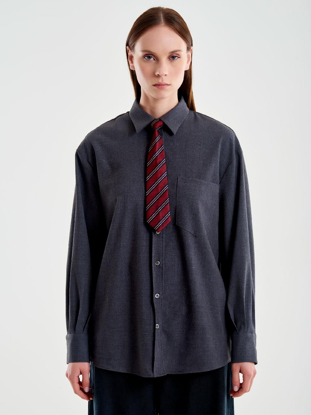 Vicolo Camicia con Cravatta a Righe Grigio Pezzi Unici