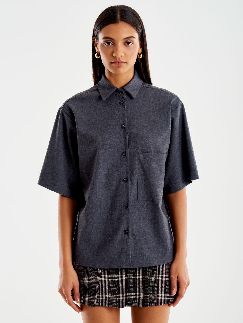 Vicolo Camicia Maniche Corte con Taschina Grigio Soddisfazione Garantita