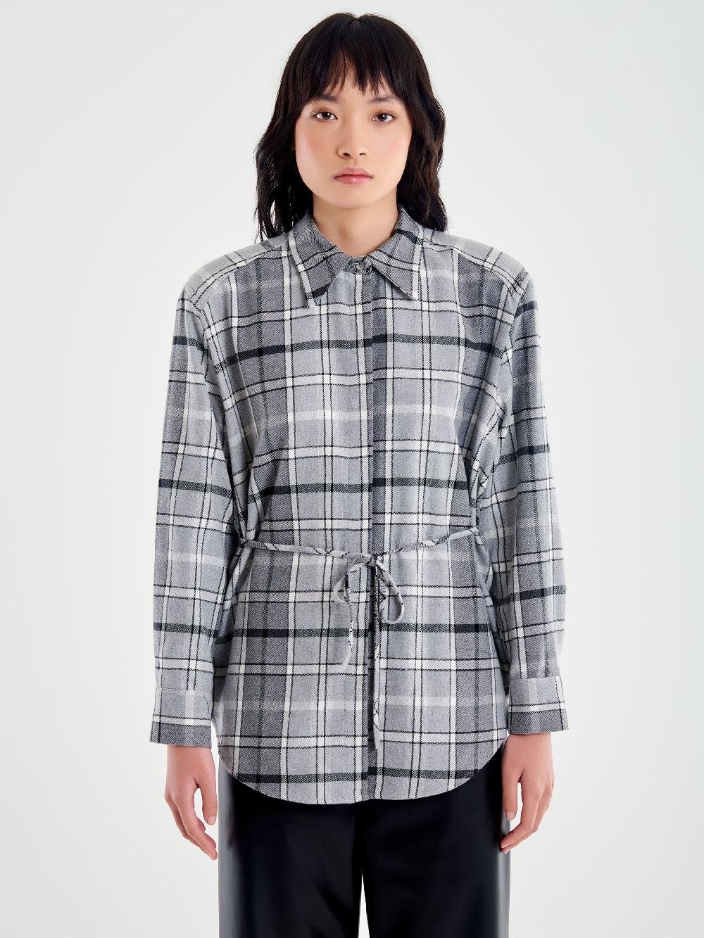 Vicolo Camicia Spalle Over Check Grigio Qualità Garantita