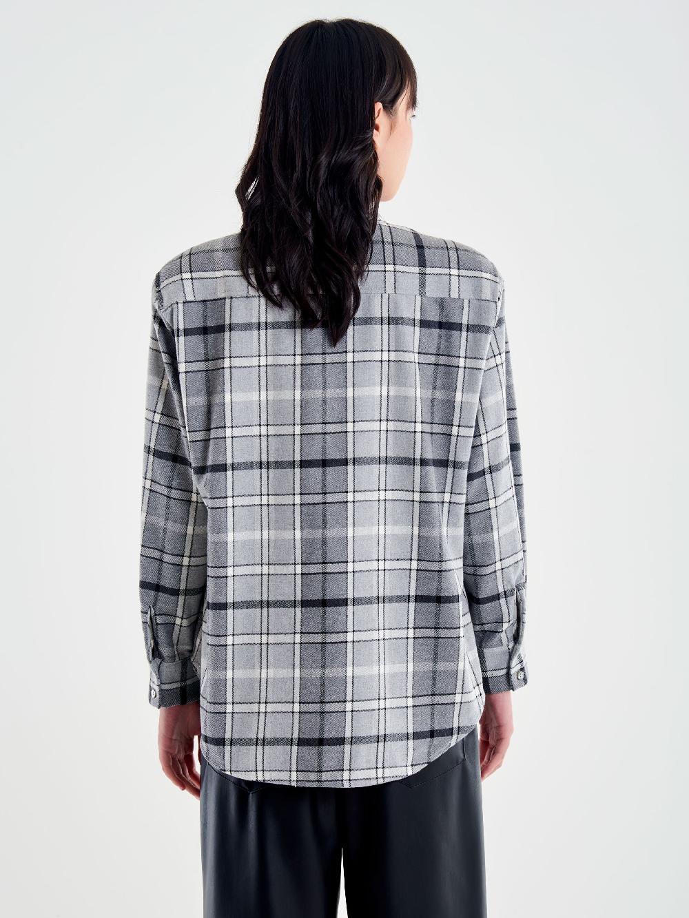 Vicolo Camicia Spalle Over Check Grigio Qualità Garantita