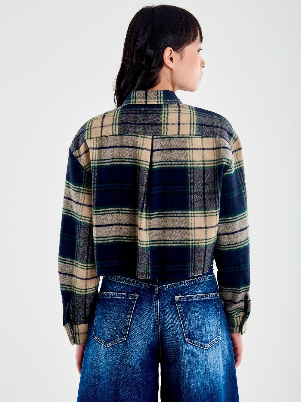 Vicolo Camicia Check Cropped Blu Acquista Ora