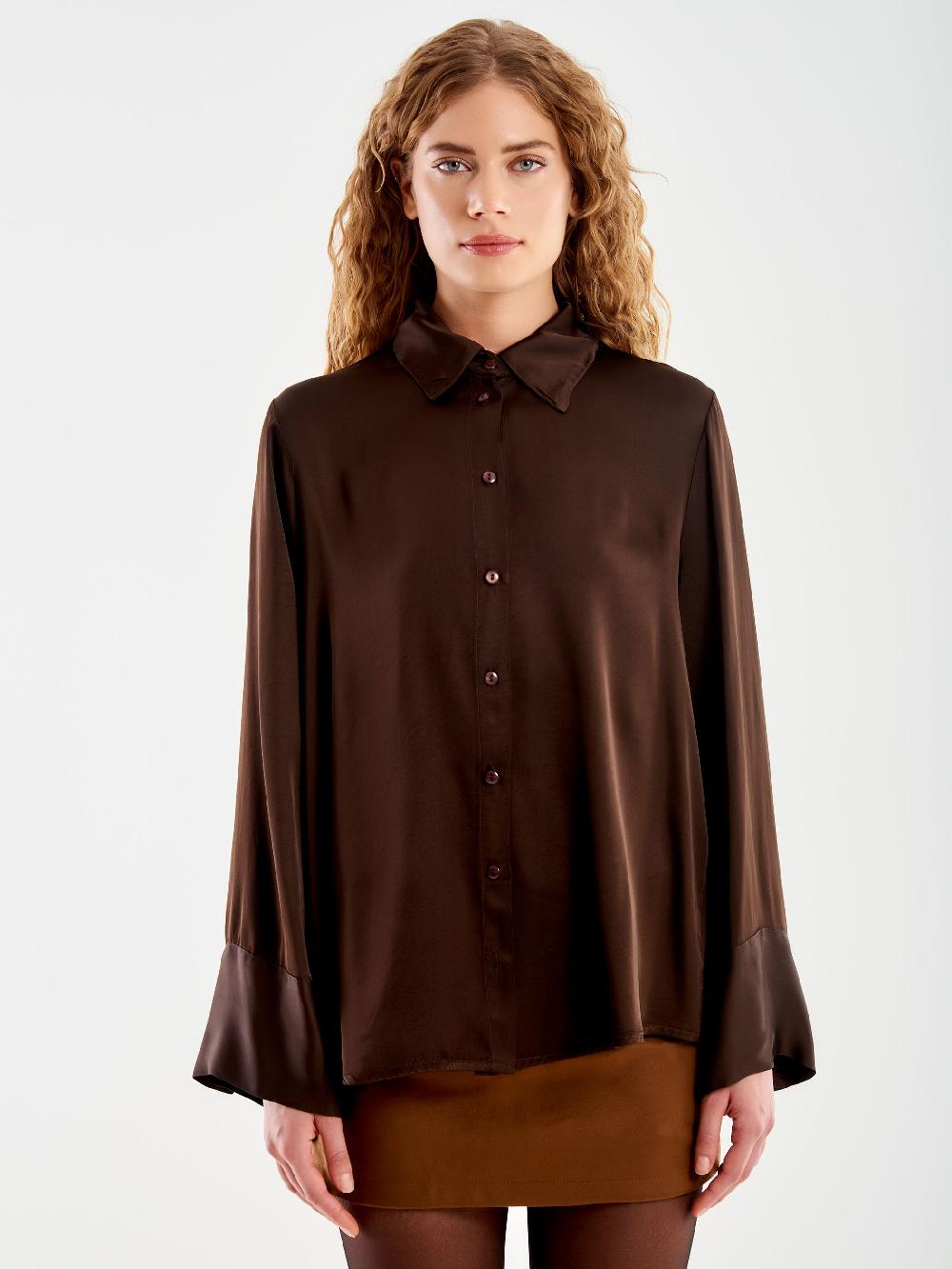 Vicolo Camicia Satin Over Moro Affare Del Giorno
