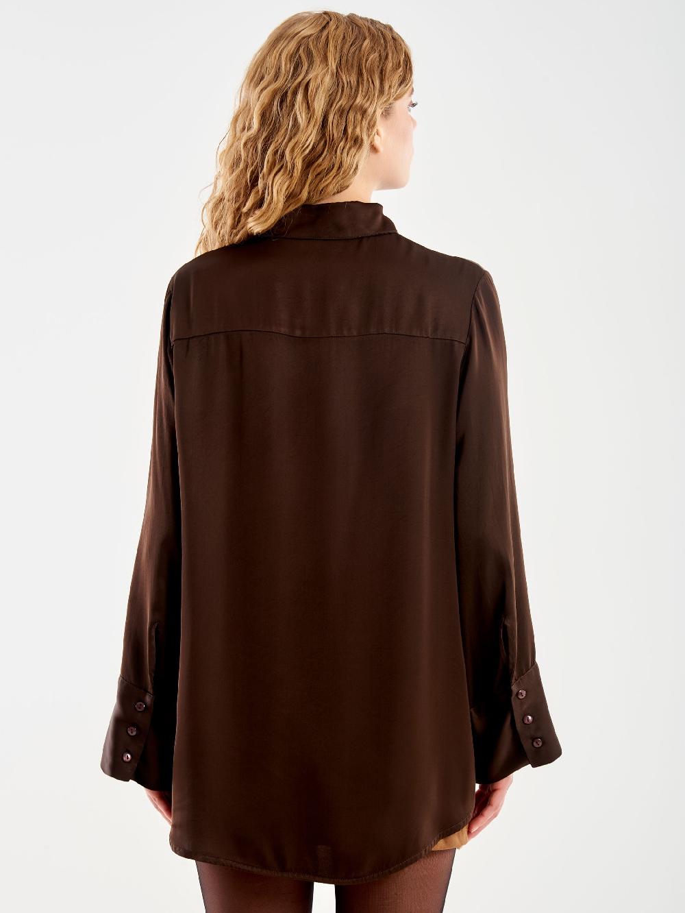 Vicolo Camicia Satin Over Moro Affare Del Giorno