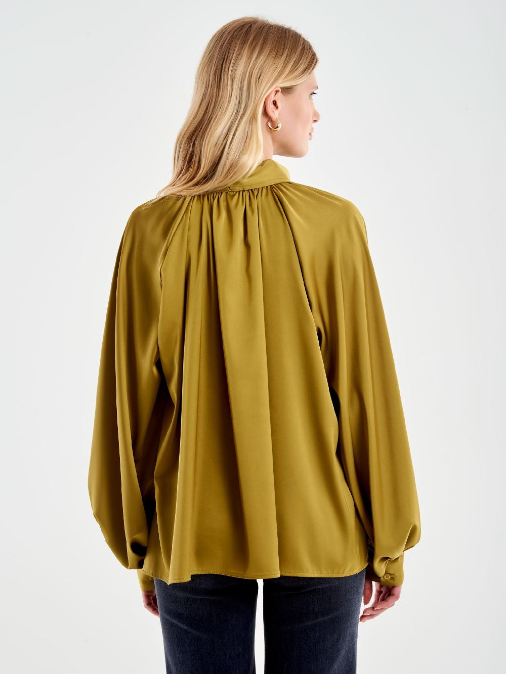 Vicolo Camicia Over Satin con Fiocco Militare Prezzo Ridotto