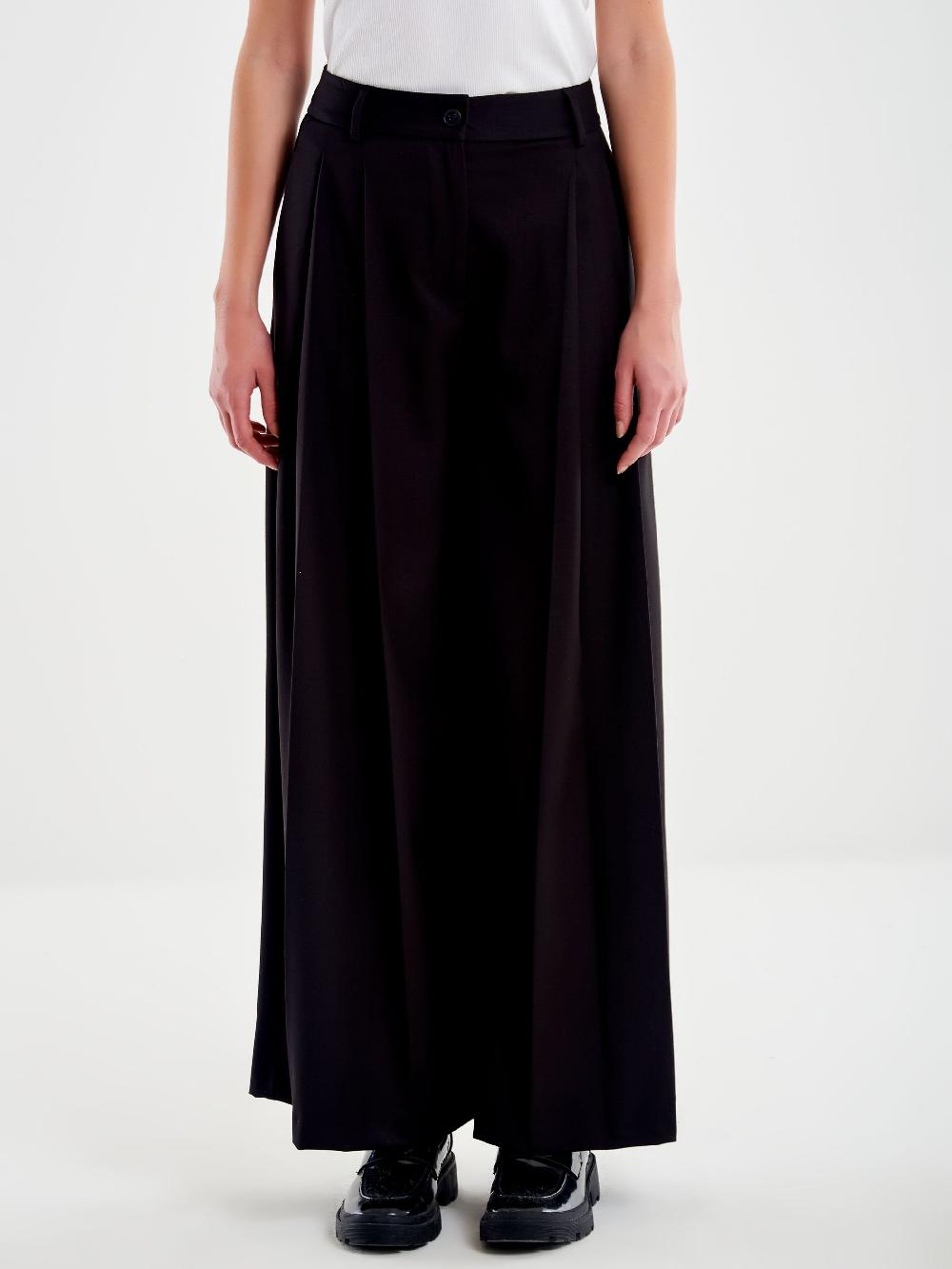 Vicolo Pantalone Ampio Doppia Piega Nero Sconto