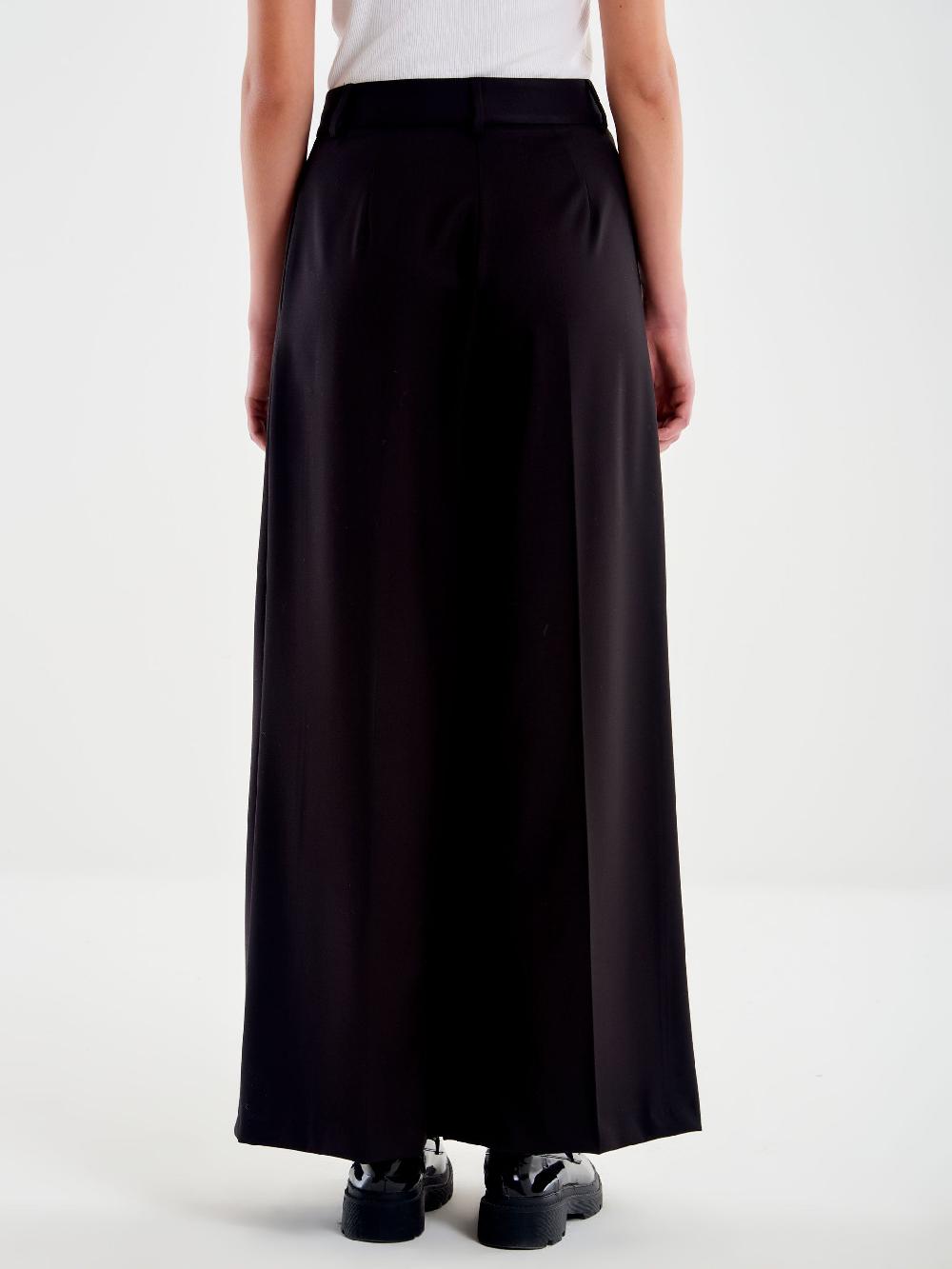 Vicolo Pantalone Ampio Doppia Piega Nero Sconto