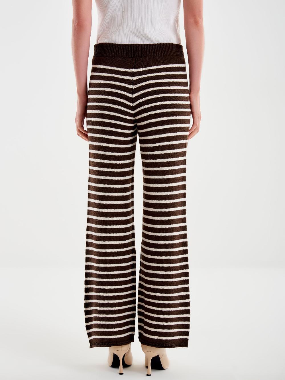 Vicolo Pantaloni in Maglia a righe Marrone Hotsell