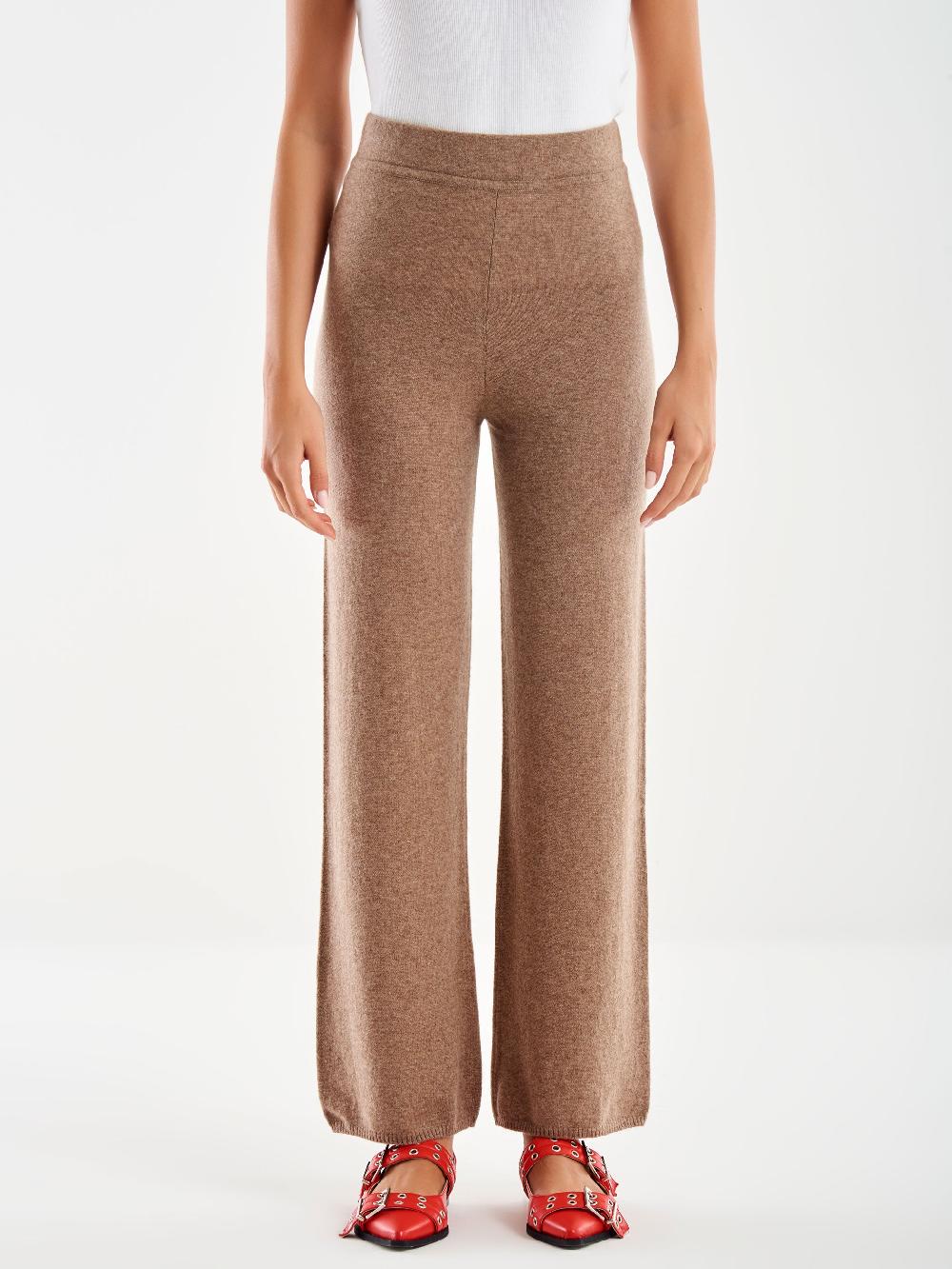 Vicolo Pantalone 100% Cashmere Fango Vendita Calda