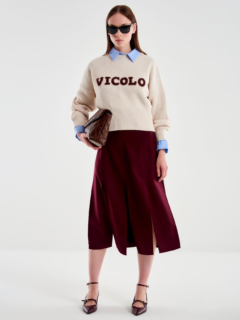 Vicolo Gonna Midi con Spacchi Bordeaux Vendite Flash