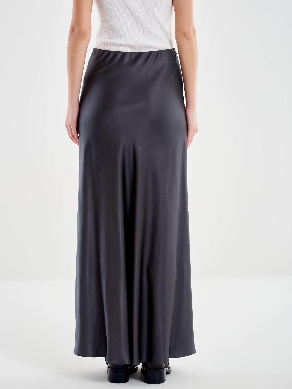 Vicolo Gonna Satin Lunga Grigio Moda