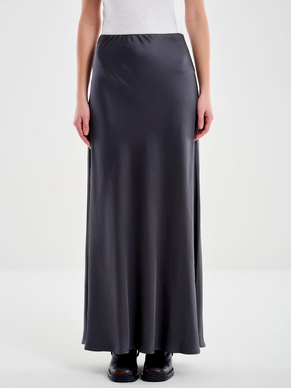 Vicolo Gonna Satin Lunga Grigio Moda