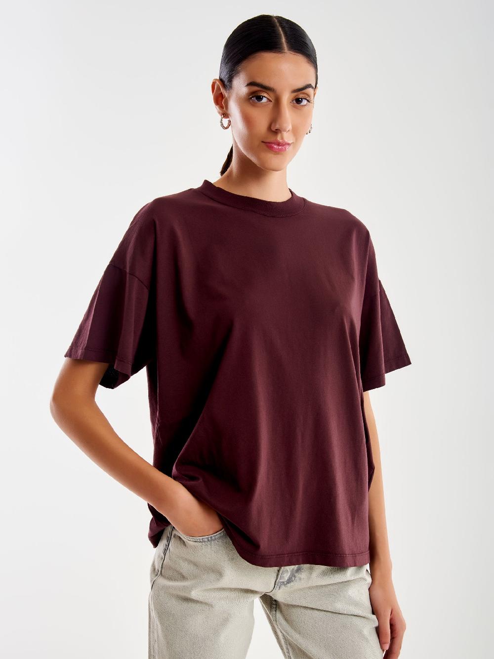 Vicolo T-Shirt Basic Over Bordeaux Shopping online