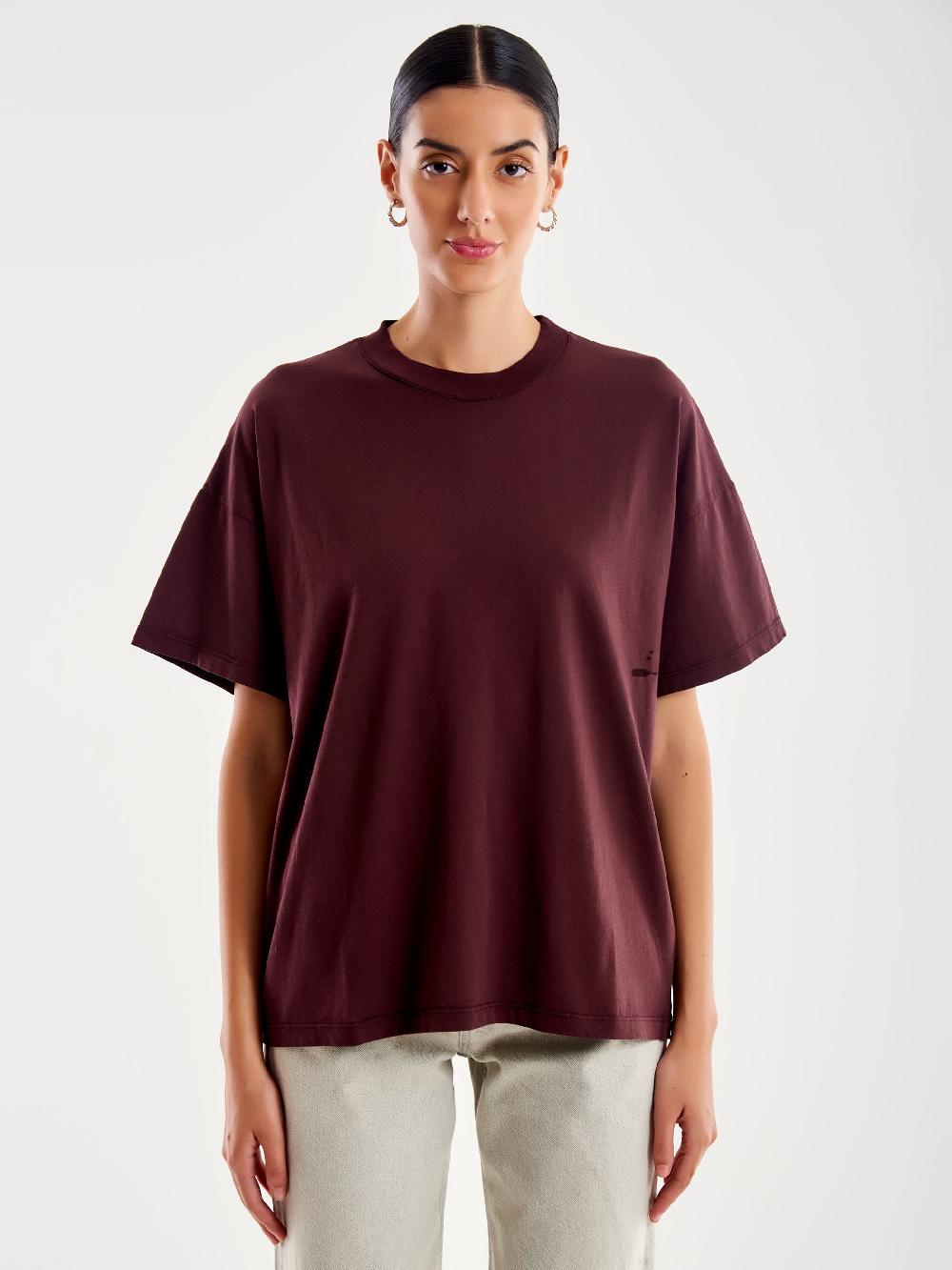 Vicolo T-Shirt Basic Over Bordeaux Shopping online