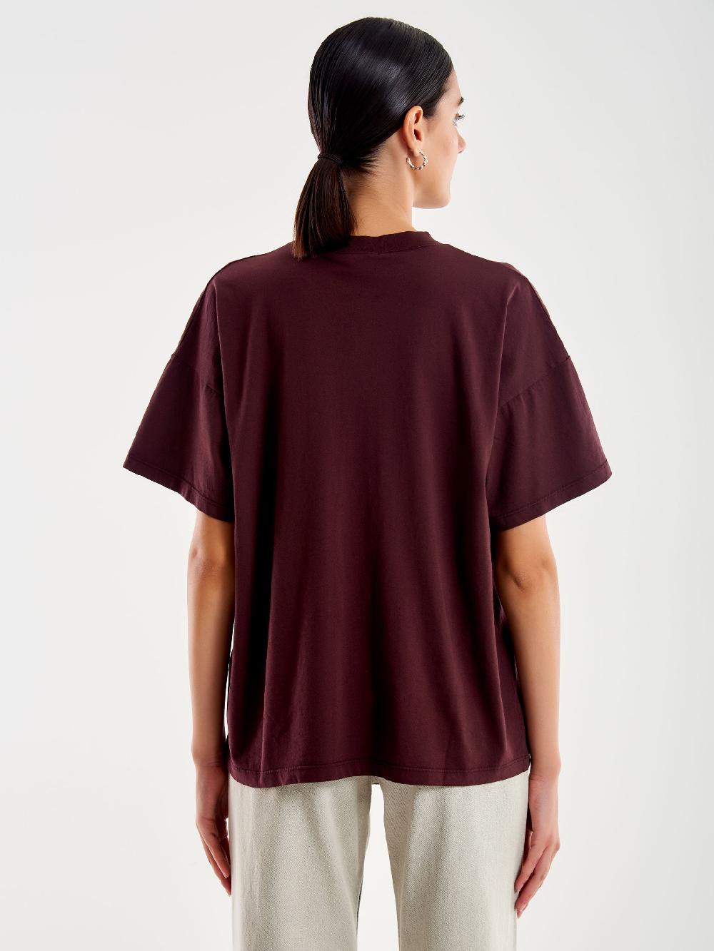 Vicolo T-Shirt Basic Over Bordeaux Shopping online