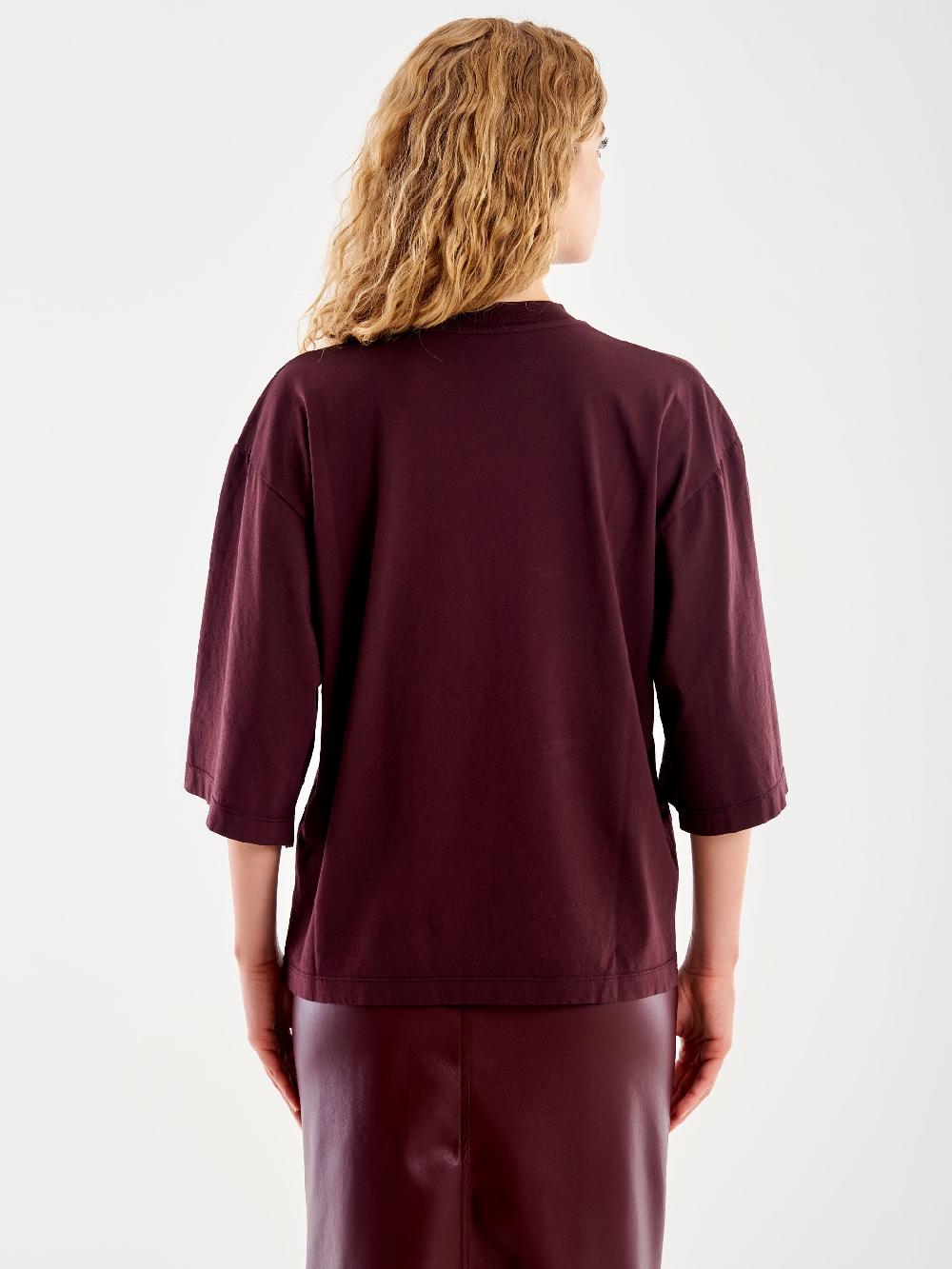Vicolo T-Shirt Over Maniche Ampia Bordeaux Offerta esclusiva