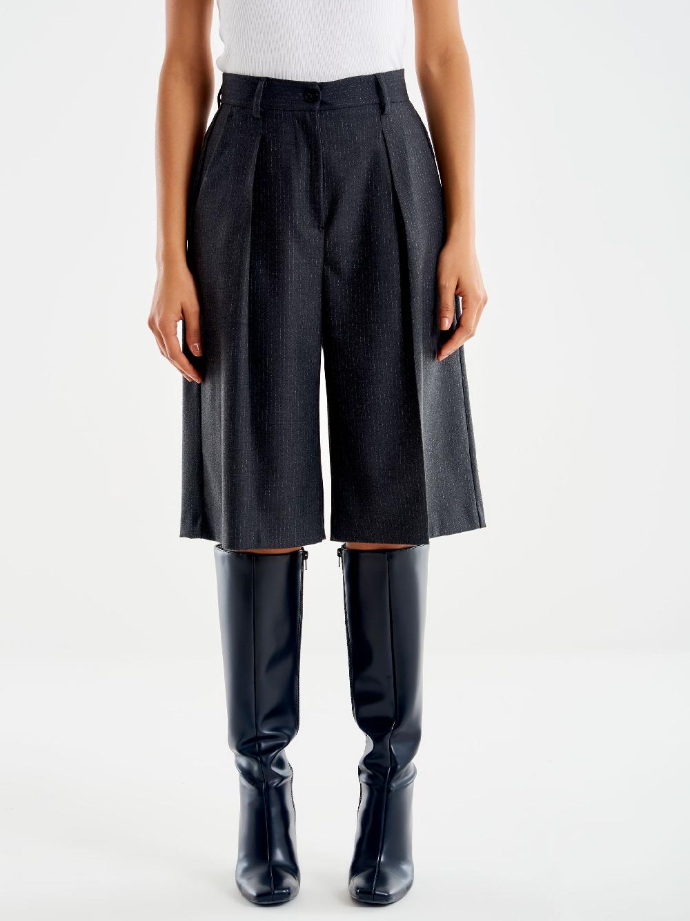 Vicolo Bermuda Gessato Lurex Grigio Vendita calda