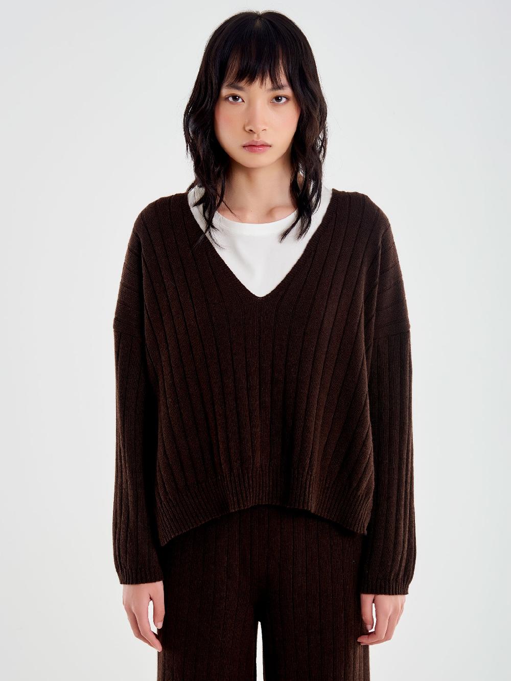 Vicolo Pull con Spacchi Maglia a Coste Moro Latest fashion
