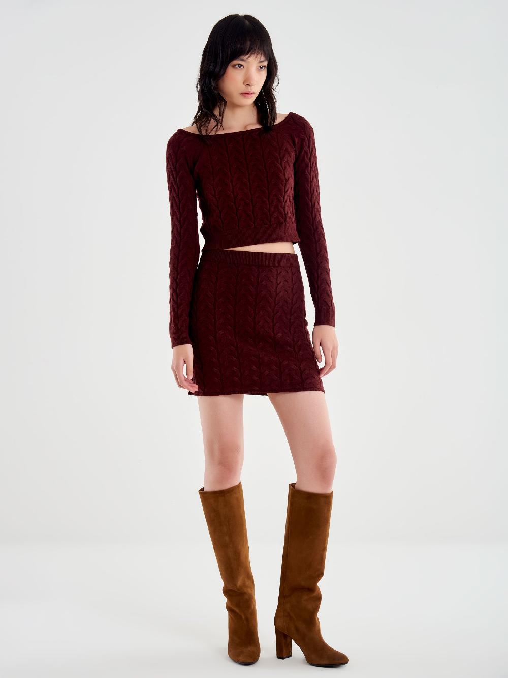 Vicolo Maglia Crop Trecce Bordeaux Offerta temporanea