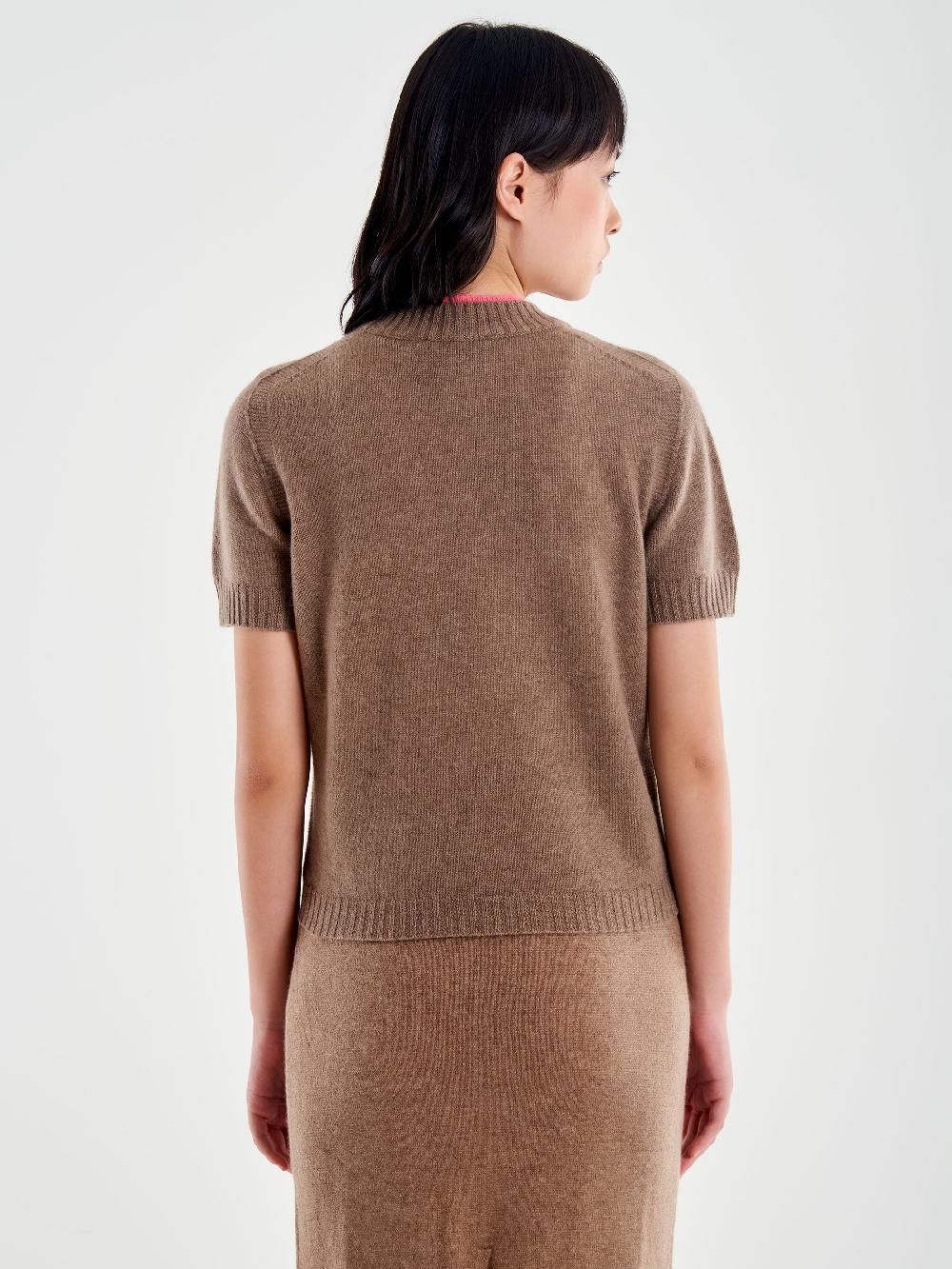 Vicolo Pull Bicolor Misto Cashmere Marrone Grandi sconti