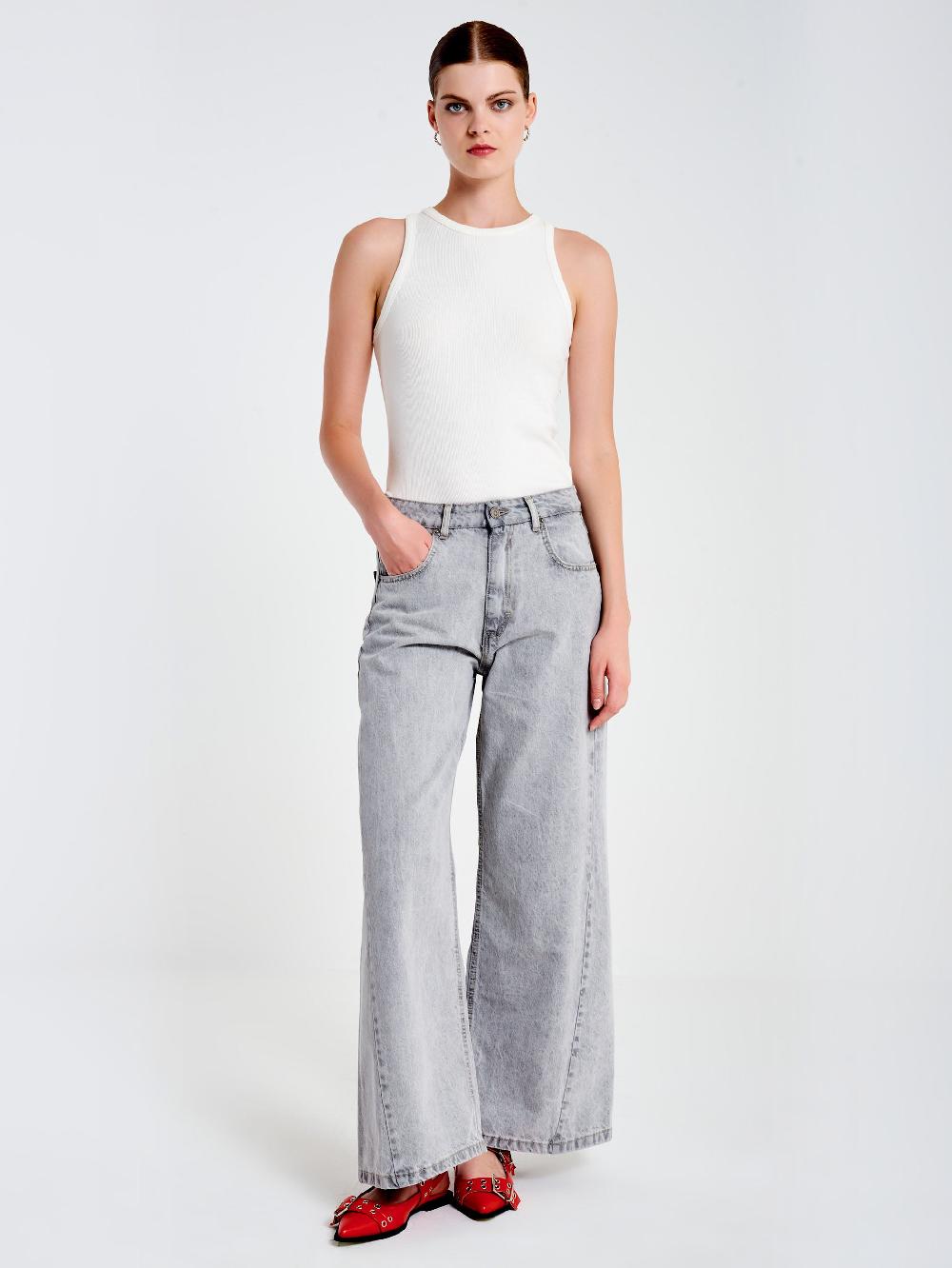 Vicolo Jeans Ampio con Cuciture LateraliGrigio Discount Store per i nuovi prodotti