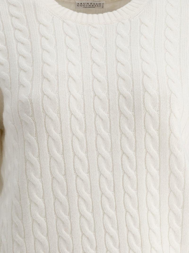 Vietti Brunello Cucinelli Maglione a maniche corte in cashmere a treccia Shopping Online