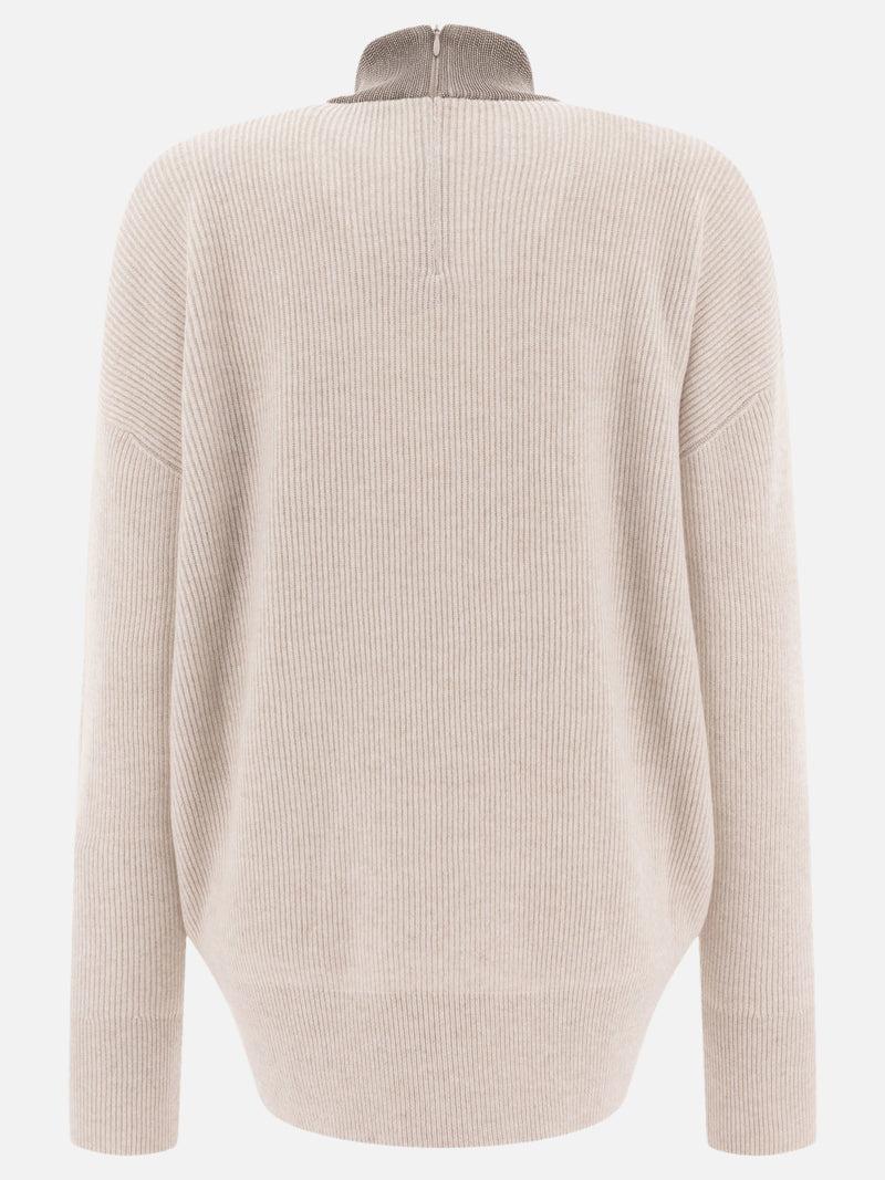 Vietti Brunello Cucinelli Maglione in cashmere con Precious Ribbed Collar Affare Del Giorno