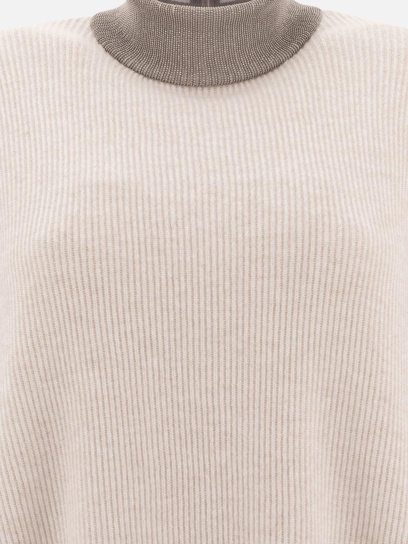 Vietti Brunello Cucinelli Maglione in cashmere con Precious Ribbed Collar Affare Del Giorno