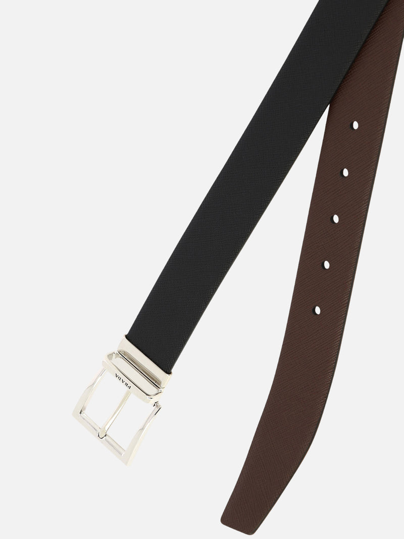 Vietti Prada Cintura reversibile in pelle Saffiano Vendita