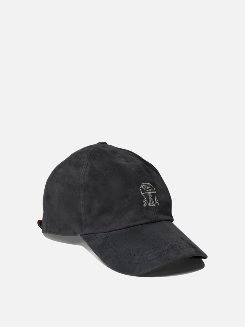 Vietti Brunello Cucinelli Cappello da baseball in camoscio leggero con logo ricamato Qualità Garantita
