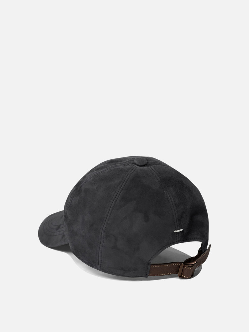 Vietti Brunello Cucinelli Cappello da baseball in camoscio leggero con logo ricamato Qualità Garantita